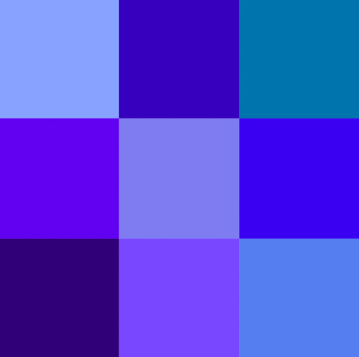 Squares in different shades of blue.