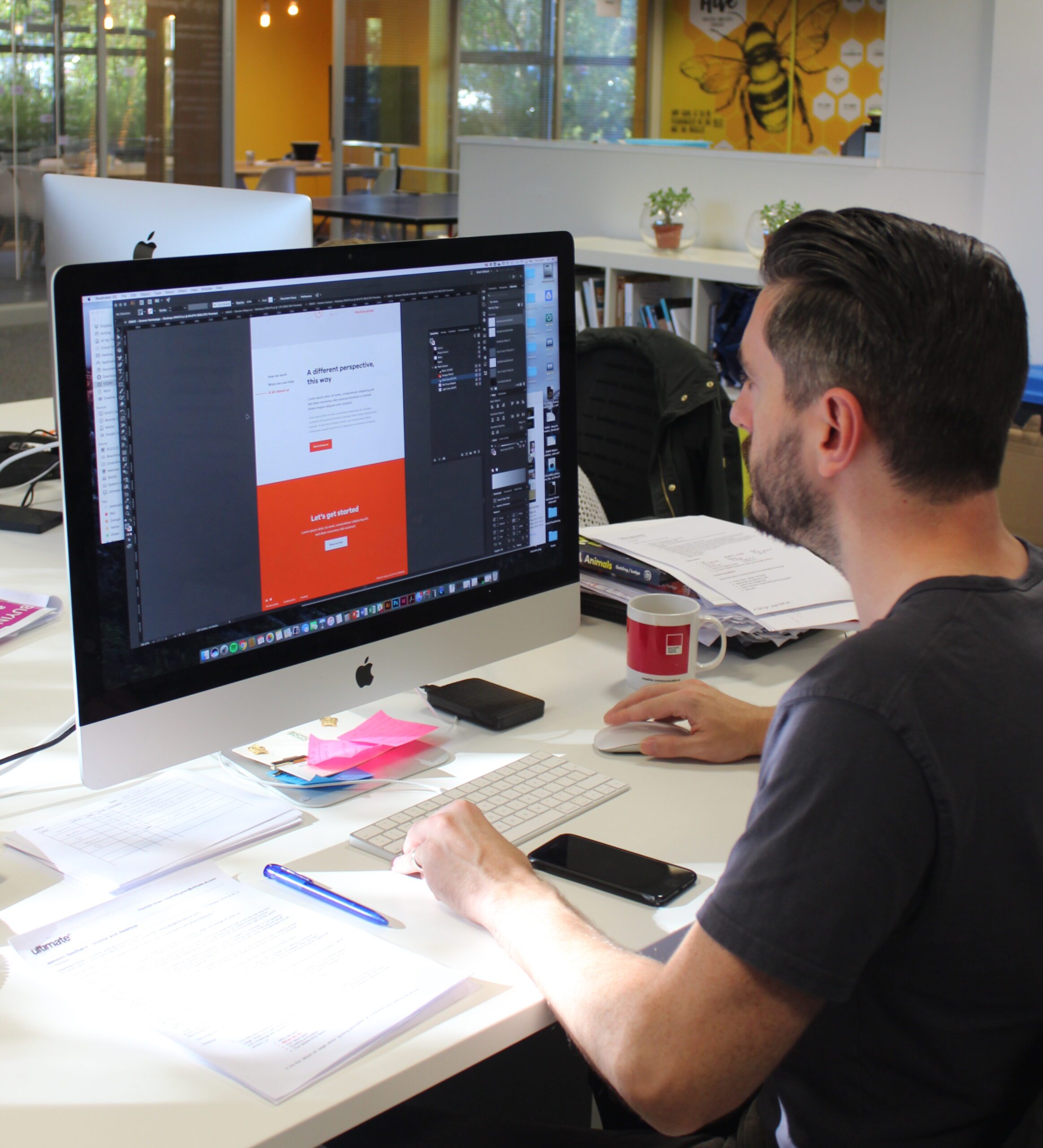 UI designer designing a webpage
